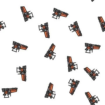 Paver construction car vehicle vector seamless pattern Stock Illustration