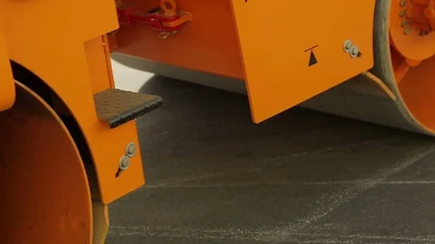 Paver vehical on asphalt. Video stock 70286675