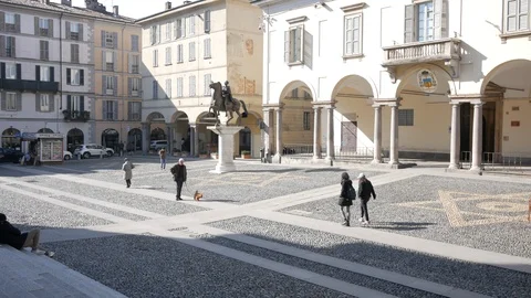 Pavia, Italy, the cathedral square Stock Footage