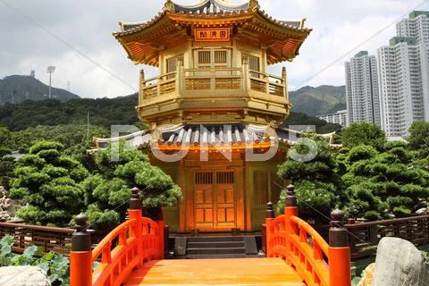 The Pavilion of Absolute Perfection in the Nan Lian Garden, Hong Kong. Stock Photos