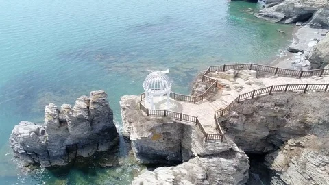 Pavilion by the cliff Stock Footage 75773237