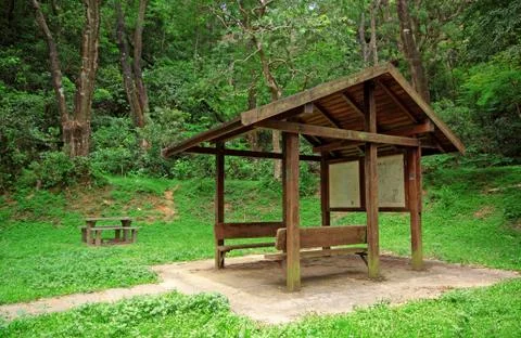 Pavilion in forest at day Stock Photos