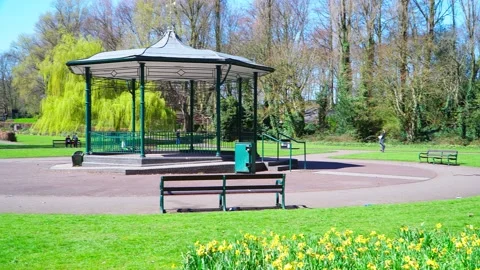 The pavilion in Memorial Park Stock Footage 152049770