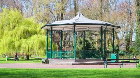 The pavilion in Memorial Park Stock Footage 152050158