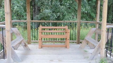 Pavilion Park Bench  Gazebo Stock Footage 54718557