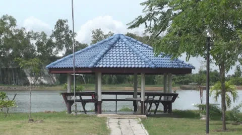 Pavilion by the pool Stock Footage 25903119