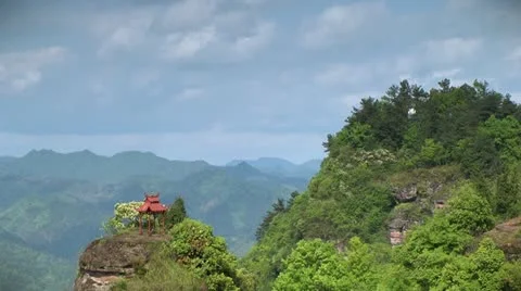 Pavilion at Qiyun Mountain Stock Footage