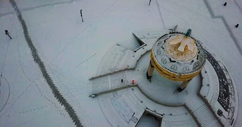 Pavilions in the snow Stock-Footage 97420905