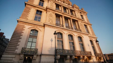 Pavillon de Marsan in Paris seen in daylight with historic stone walls Stock Footage 313779593