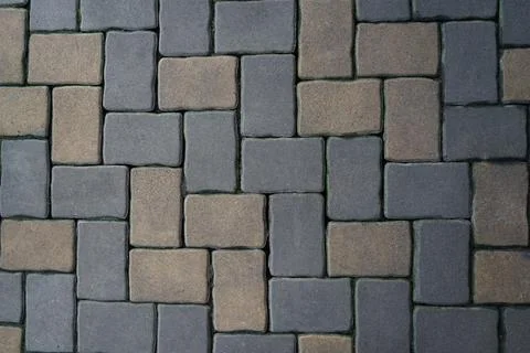 Paving blocks, different colored bricks, dirty for garden paths Stock Photos