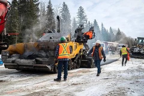 Paving in cold weather 스톡 사진