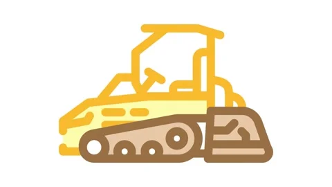 Paving machine civil engineer color icon animation Stock Footage 327269258