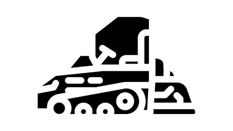 Paving machine civil engineer glyph icon animation Stock Footage 326744821