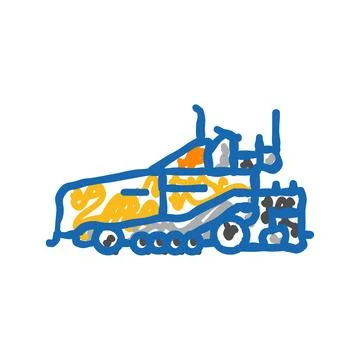 Paving machine civil engineer icon doodle illustration Stock Illustration