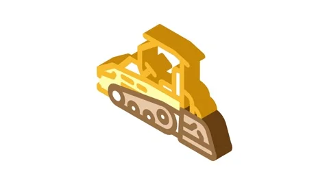 Paving machine civil engineer isometric icon animation Stock Footage 327292028