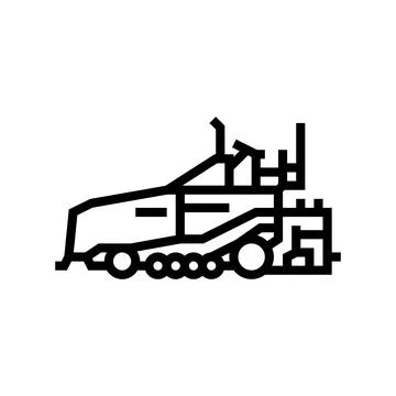 Paving machine civil engineer line icon vector illustration Stock Illustration