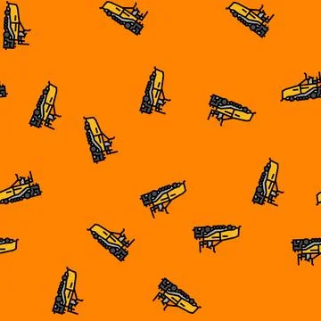 Paving machine civil engineer vector seamless pattern Stock Illustration