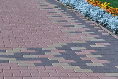 Paving pattern with rectangular shape and brown color. Foto stock