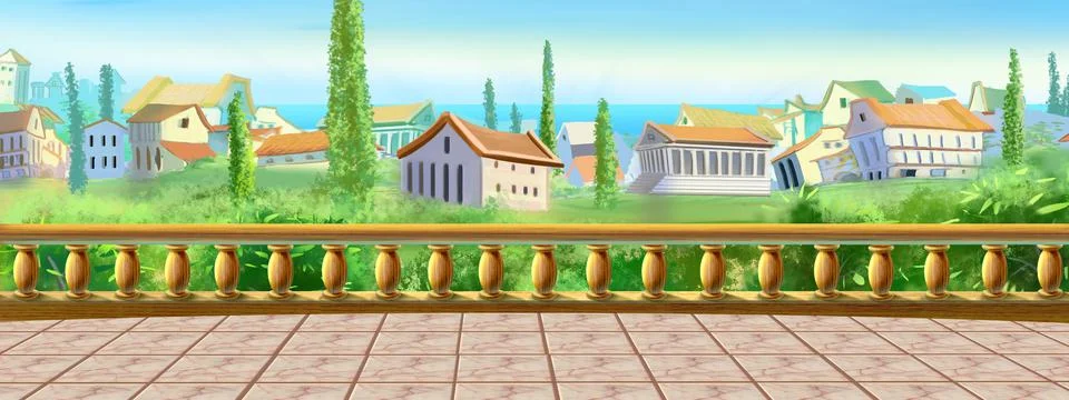 Paving slab observation deck Illustrazione stock