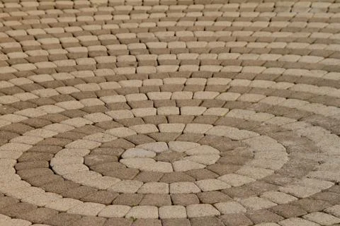 Paving slabs in the form of circles. Stock Photos