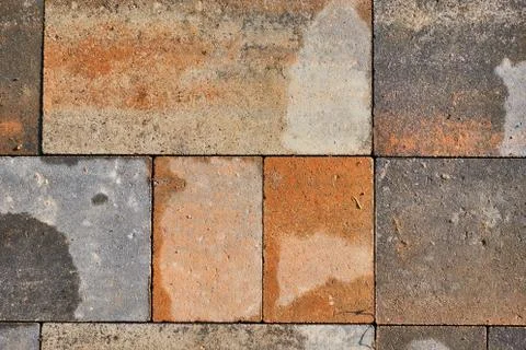 Paving slabs of rectangular colored brick. Texture of concrete blocks 写真素材
