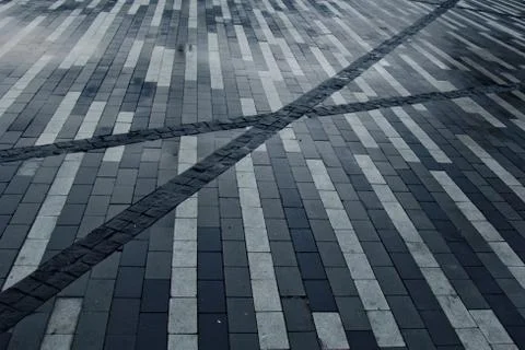 Paving slabs with a striped pattern. black white gray rectangle texture 스톡 사진