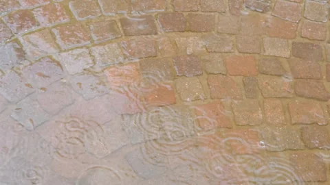 paving slabs wet from rain, drops of wat... | Stock Video | Pond5