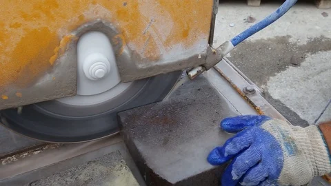 Paving Stone Cutting Stock Footage 98957698