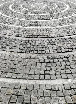 Paving stone floor, with circle white line texture Stock Photos