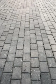 Paving stone path goes away the prospect in sunset Stock Photos