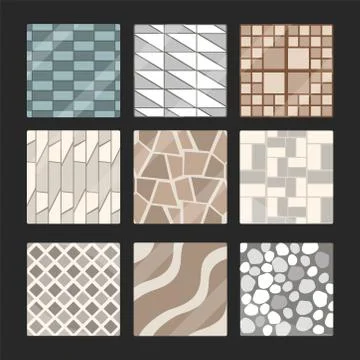 Paving stone pattern, brick rock stones slab and floor elements collection Stock Illustration