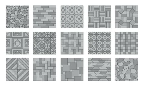 Paving tile, cobblestone brick and stone pattern Illustrazione stock