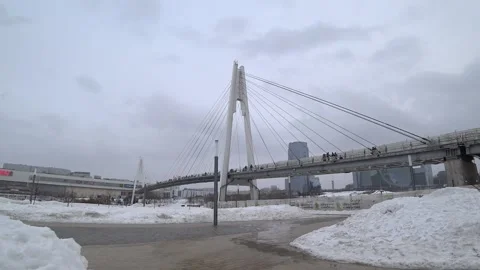 Pavshinsky Bridge in winter Stock Footage 150753674