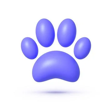 Paw 3d for print design. Vector 3d banner Stock Illustration