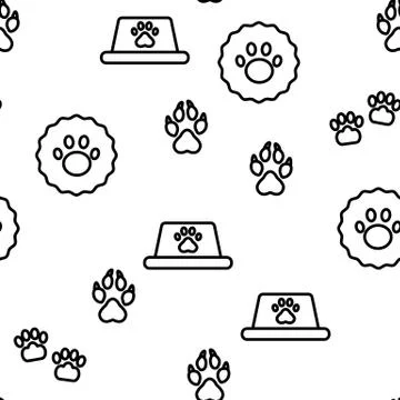 Paw Animal Vector Seamless Pattern 스톡 일러스트