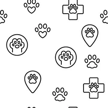 Paw Animal Vector Seamless Pattern 스톡 일러스트