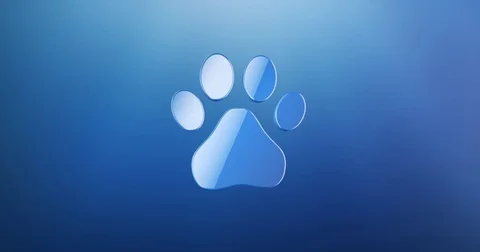 Paw Blue 3d Icon Stock Footage 72008820