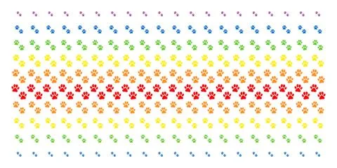 Paw Footprints Shape Halftone Spectrum Effect Illustrazione stock