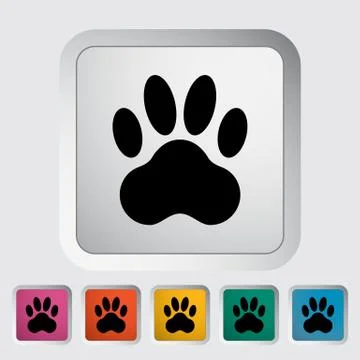 Paw icon flat Stock Illustration