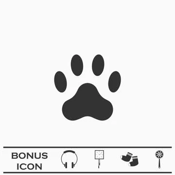 Paw icon flat Stock Illustration