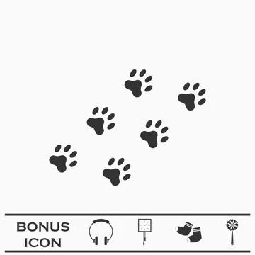 Paw icon flat Stock Illustration