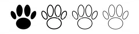 Paw icon set with different styles. Cat and dog paw print signs. Vector ...