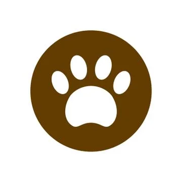 Paw icon vector in circle. Filled flat sign isolated on white. Pet supplies Illustrazione stock