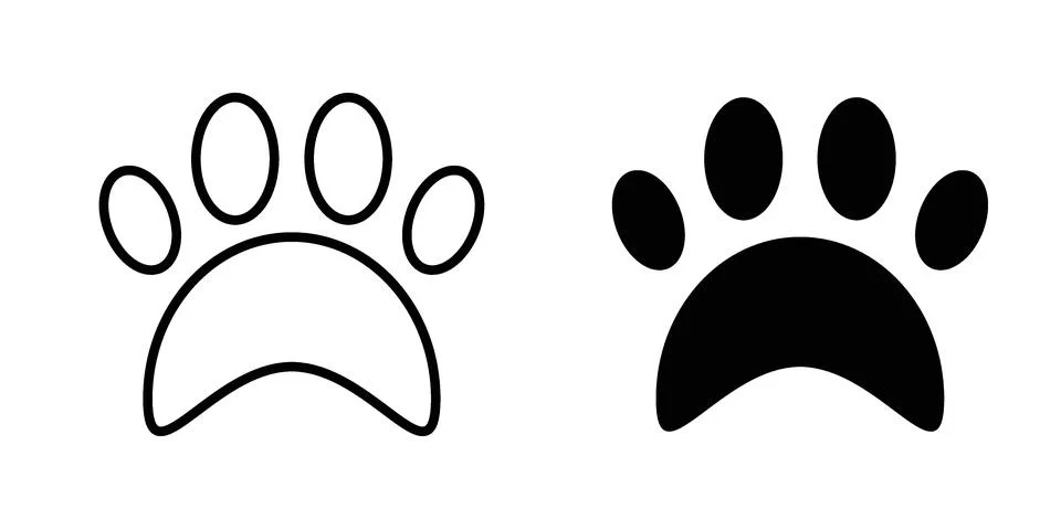 Paw icon vector concepts, line and silhouette style Stockillustratie
