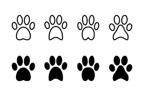 Paw icon vector illustration. paw print sign and symbol. dog or cat paw Stock Illustration