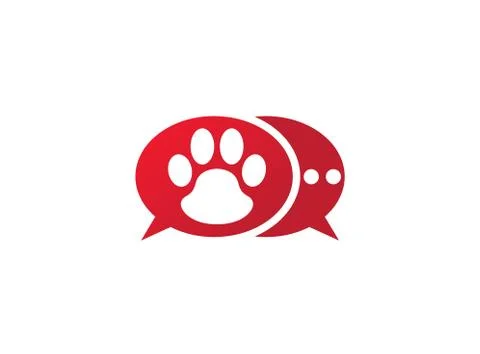 Paw inside an chat icon and footprint symbol logo design illustration in the Stock Illustration