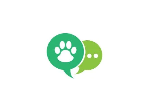 Paw inside an chat icon and footprint symbol logo design illustration in the Stock Illustration