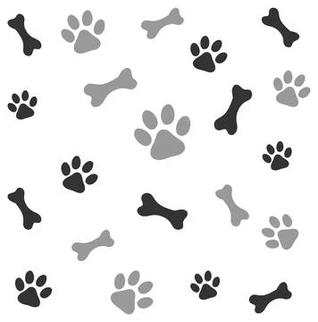 Paw Print and Bone Pattern Illustration Stock Illustration