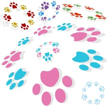 Paw print circle Stock Illustration
