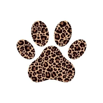 Paw print filled with leopard pattern. Stock Illustration